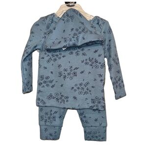 NWT Carter's Blue Floral Thermal Set with Hat
